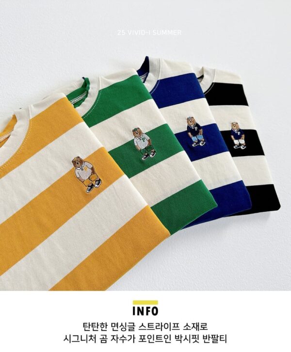 🇰🇷Vividi刺繡小熊條紋上衣：圖片 2
