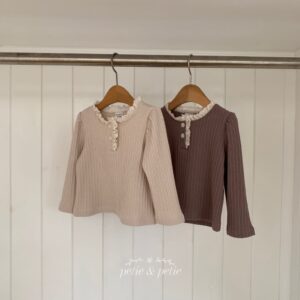 🇰🇷Petitpetit雙釦蕾絲領邊上衣