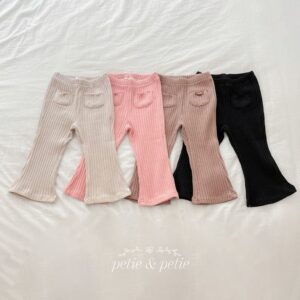 🇰🇷Petitpetit小口袋坑條靴型褲