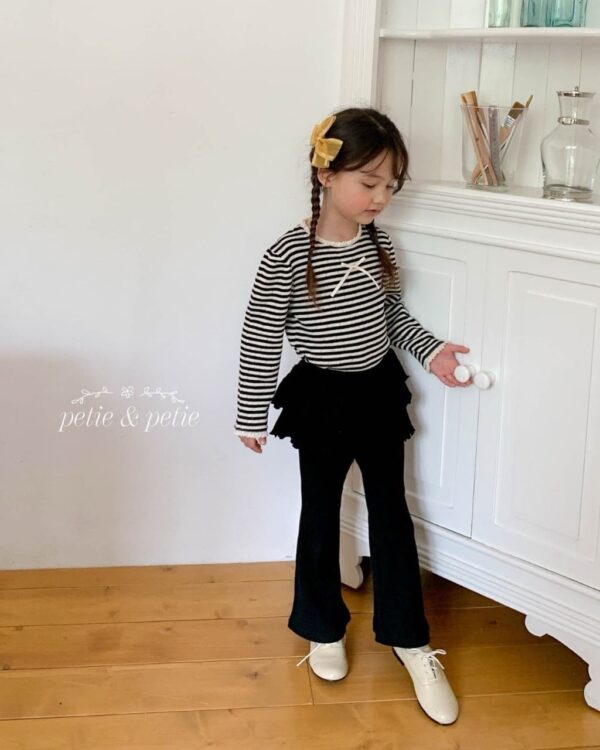 🇰🇷Petitpetit網眼蕾絲條紋上衣：圖片 3