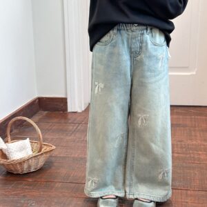 水洗棉刺繡牛仔褲