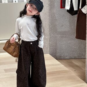 工裝豹紋鬆緊褲