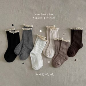 甜美蕾絲花邊棉襪六雙一組