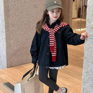 刺繡字母牛仔襯衫(不含披肩可另購）