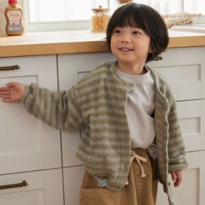 🇰🇷Coucou橫條毛絨開衫外套